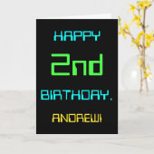 おもしろいデジタルコンピューティングをテーマにした第2の誕生日 カード (黄色い花)