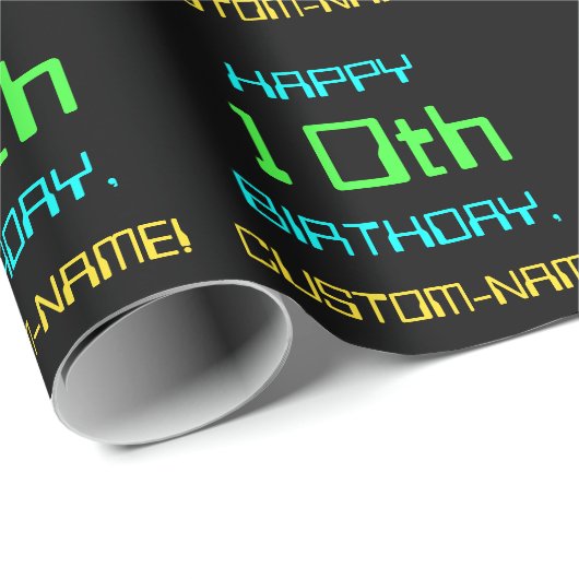 おもしろいデジタルコンピューティングをテーマにした10誕生日 ラッピングペーパー (ロールコーナー)