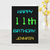 おもしろいデジタルコンピューティングをテーマにした11誕生日 カード (黄色い花)