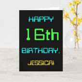 おもしろいデジタルコンピューティングをテーマにした16誕生日 カード (黄色い花)