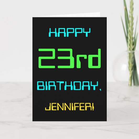 おもしろいデジタルコンピューティングをテーマにした23誕生日 カード (正面)