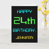 おもしろいデジタルコンピューティングをテーマにした24誕生日 カード (黄色い花)