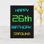 おもしろいデジタルコンピューティングをテーマにした26誕生日 カード (黄色い花)