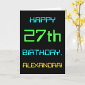 おもしろいデジタルコンピューティングをテーマにした27誕生日 カード (黄色い花)