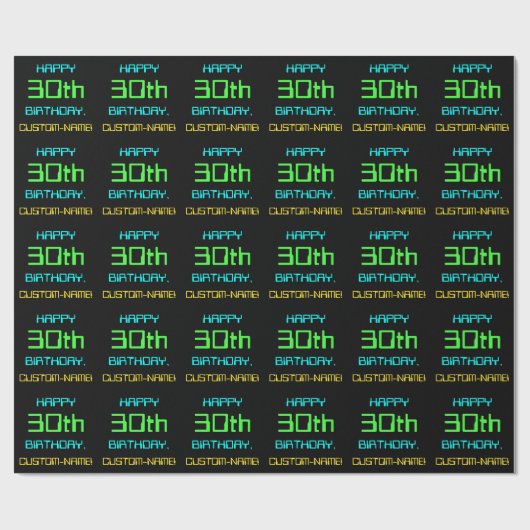 おもしろいデジタルコンピューティングをテーマにした30歳の誕生日 ラッピングペーパー (フラット)