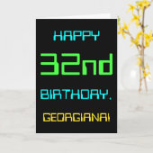 おもしろいデジタルコンピューティングをテーマにした32誕生日 カード (黄色い花)