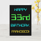 おもしろいデジタルコンピューティングをテーマにした33誕生日 カード (黄色い花)