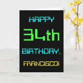 おもしろいデジタルコンピューティングをテーマにした34誕生日 カード (黄色い花)