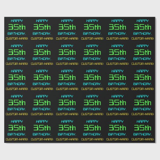 おもしろいデジタルコンピューティングをテーマにした35誕生日 ラッピングペーパー (フラット)
