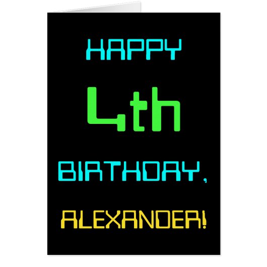 おもしろいデジタルコンピューティングをテーマにした4歳の誕生日 (正面)