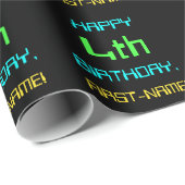 おもしろいデジタルコンピューティングをテーマにした4歳の誕生日 ラッピングペーパー (ロールコーナー)