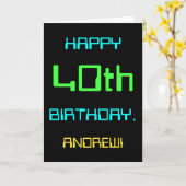 おもしろいデジタルコンピューティングをテーマにした40歳の誕生日 カード (黄色い花)