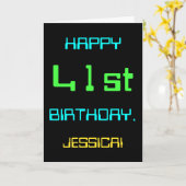 おもしろいデジタルコンピューティングをテーマにした41誕生日 カード (黄色い花)