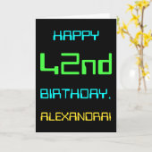 おもしろいデジタルコンピューティングをテーマにした42誕生日 カード (黄色い花)