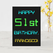 おもしろいデジタルコンピューティングをテーマにした51誕生日 カード (黄色い花)