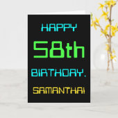 おもしろいデジタルコンピューティングをテーマにした58誕生日 カード (黄色い花)