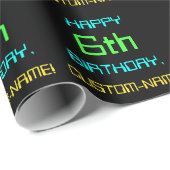 おもしろいデジタルコンピューティングをテーマにした6誕生日 ラッピングペーパー (ロールコーナー)