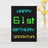 おもしろいデジタルコンピューティングをテーマにした61誕生日 カード (黄色い花)