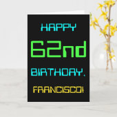 おもしろいデジタルコンピューティングをテーマにした62誕生日 カード (黄色い花)