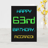 おもしろいデジタルコンピューティングをテーマにした63誕生日 カード (黄色い花)