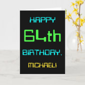 おもしろいデジタルコンピューティングをテーマにした64誕生日 カード (黄色い花)