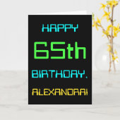 おもしろいデジタルコンピューティングをテーマにした65誕生日 カード (黄色い花)