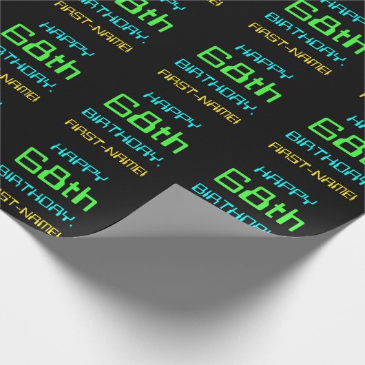 おもしろいデジタルコンピューティングをテーマにした68誕生日 ラッピングペーパー (角)