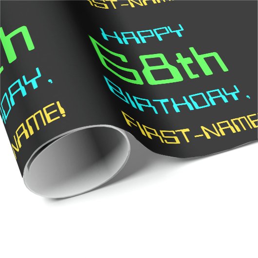 おもしろいデジタルコンピューティングをテーマにした68誕生日 ラッピングペーパー (ロールコーナー)