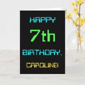 おもしろいデジタルコンピューティングをテーマにした7誕生日 カード (黄色い花)