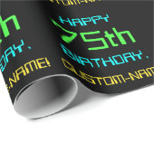 おもしろいデジタルコンピューティングをテーマにした75誕生日 ラッピングペーパー (ロールコーナー)