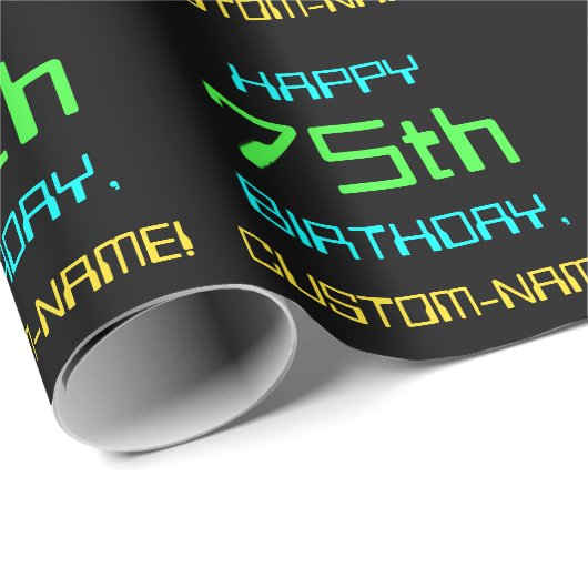 おもしろいデジタルコンピューティングをテーマにした75誕生日 ラッピングペーパー (ロールコーナー)