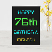 おもしろいデジタルコンピューティングをテーマにした76誕生日 カード (黄色い花)