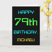 おもしろいデジタルコンピューティングをテーマにした79誕生日 カード (黄色い花)