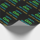 おもしろいデジタルコンピューティングをテーマにした8誕生日 ラッピングペーパー (角)