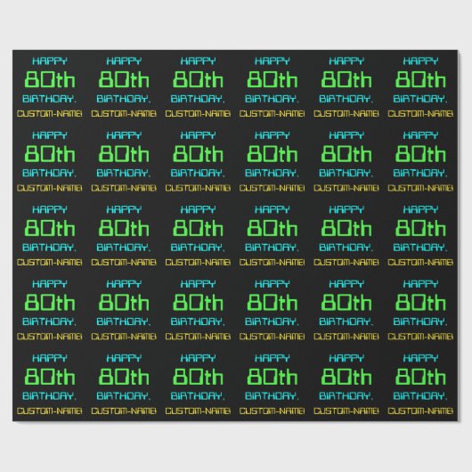 おもしろいデジタルコンピューティングをテーマにした80誕生日 ラッピングペーパー (フラット)