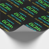 おもしろいデジタルコンピューティングをテーマにした80誕生日 ラッピングペーパー (角)