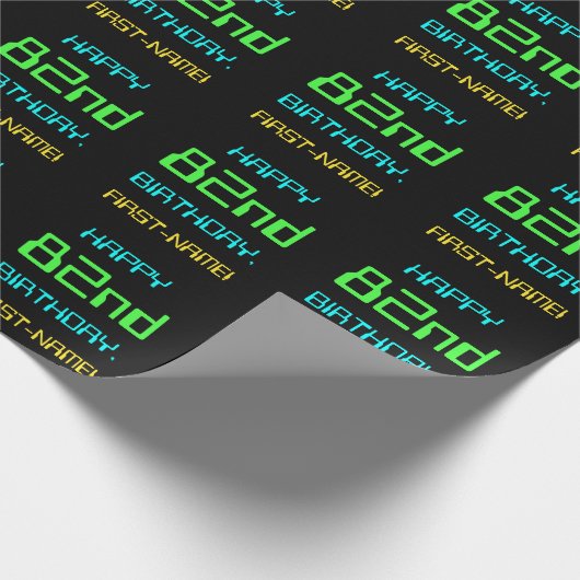 おもしろいデジタルコンピューティングをテーマにした82誕生日 ラッピングペーパー (角)