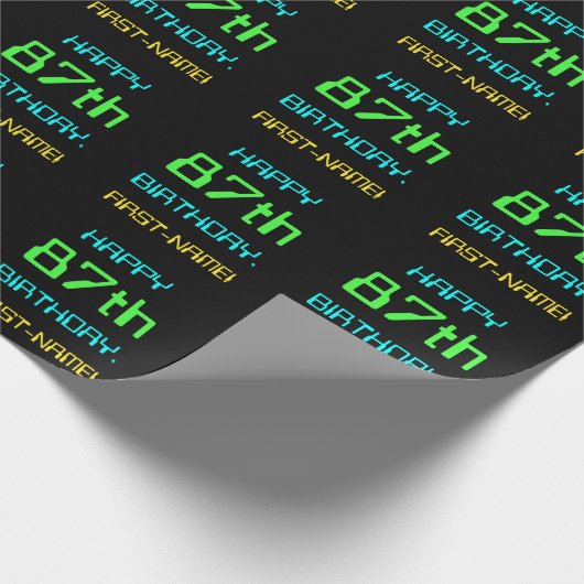 おもしろいデジタルコンピューティングをテーマにした87誕生日 ラッピングペーパー (角)