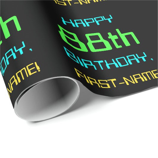 おもしろいデジタルコンピューティングをテーマにした88誕生日 ラッピングペーパー (ロールコーナー)