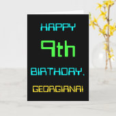 おもしろいデジタルコンピューティングをテーマにした9誕生日 カード (黄色い花)