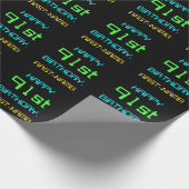 おもしろいデジタルコンピューティングをテーマにした91誕生日 ラッピングペーパー (角)