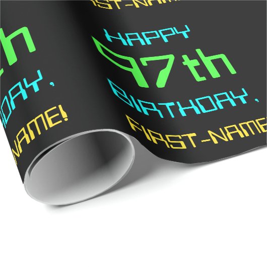 おもしろいデジタルコンピューティングをテーマにした97誕生日 ラッピングペーパー (ロールコーナー)