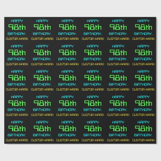 おもしろいデジタルコンピューティングをテーマにした98誕生日 ラッピングペーパー (フラット)