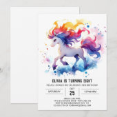 おもしろいデジタル馬誕生日 招待状 (正面/裏面)