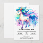 おもしろいデジタル馬誕生日 招待状 (正面/裏面)