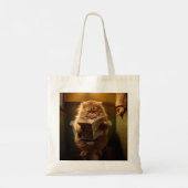 おもしろいトイレに読おける太い猫の新聞 トートバッグ (裏面)