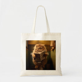 おもしろいトイレに読おける太い猫の新聞 トートバッグ