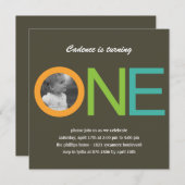 おもしろいトゥビーワンフォト誕生日招待状-青 招待状 (正面/裏面)