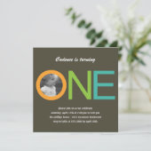 おもしろいトゥビーワンフォト誕生日招待状-青 招待状 (スタンド正面)