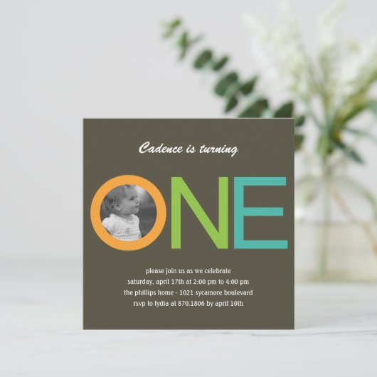 おもしろいトゥビーワンフォト誕生日招待状-青 招待状 (スタンド正面)